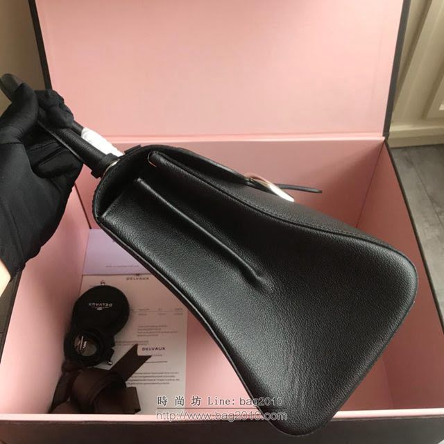 DELVAUX女包 2019春夏最新色 專櫃原廠皮 德爾沃女手提包 DV0028黑銀 中號 Delvaux單肩斜挎包  fcs1170